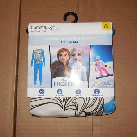 Girls Frozen Warm Underwear Set Size M 8/10 NEW - Picture 1 of 2